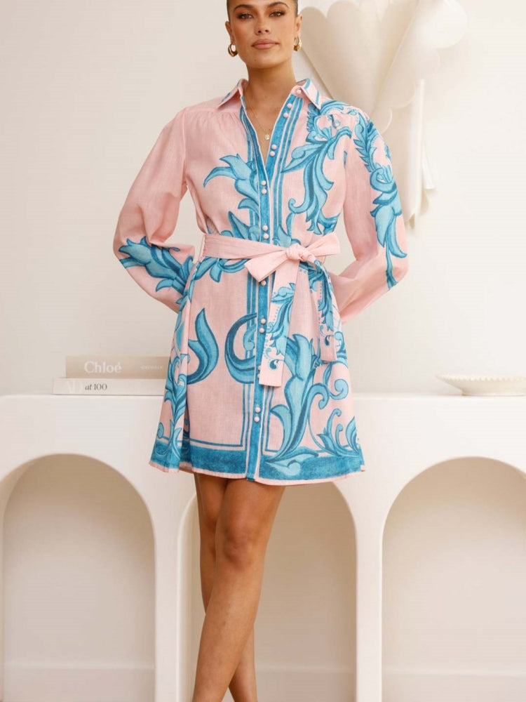 Women's Collared Puff Sleeve Mini Dress