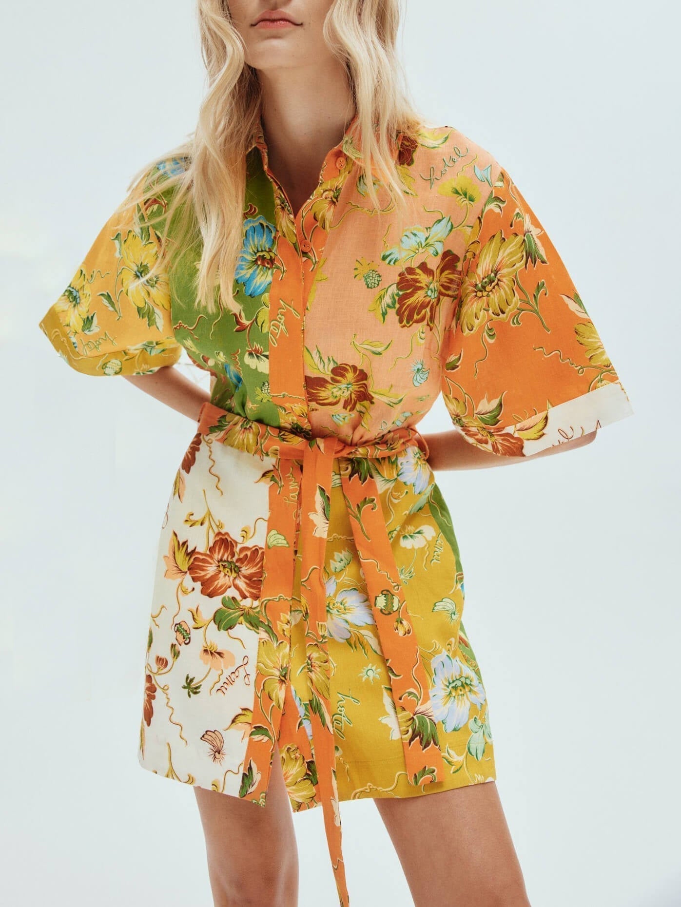 Women's contrasting floral print mini dress
