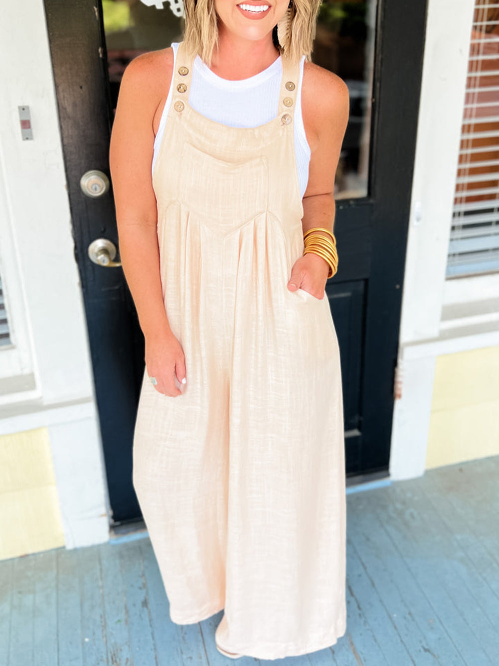 Women's Coral Tie-Waist Wide-Leg Jumpsuit — alternate angle