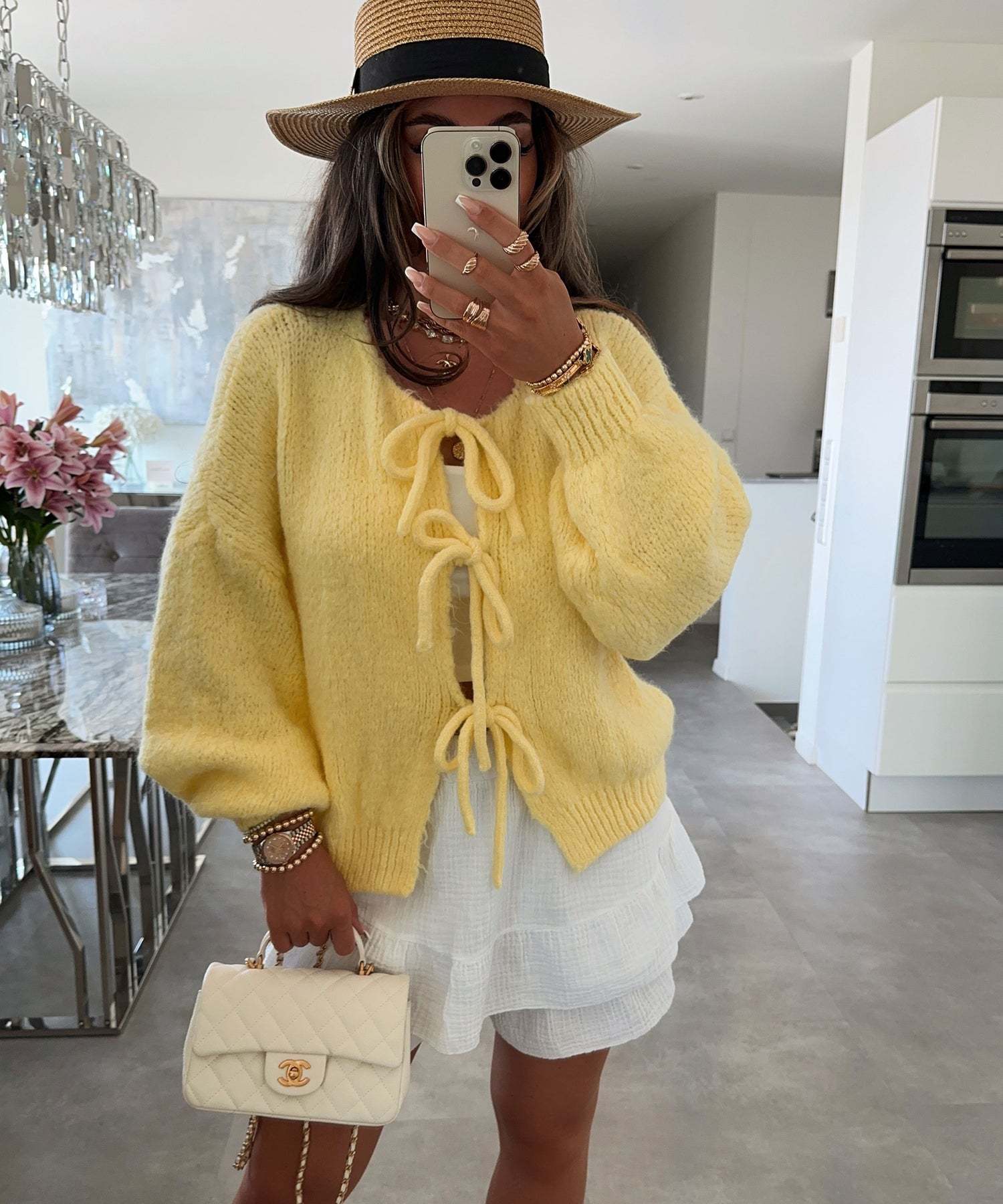 Women's Crew Neck Lace-Up Cardigan