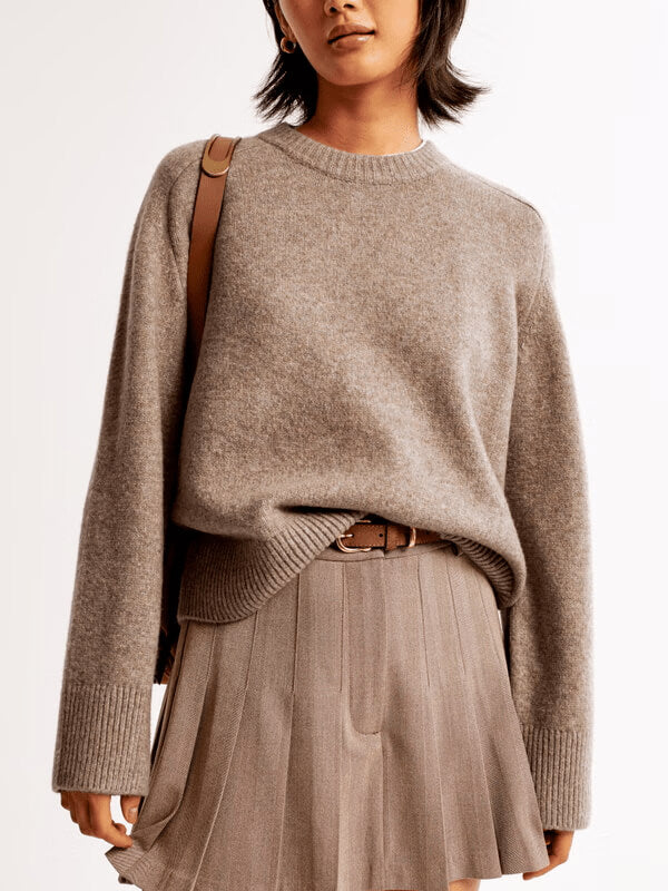 Women's crew sweater pleated skort set