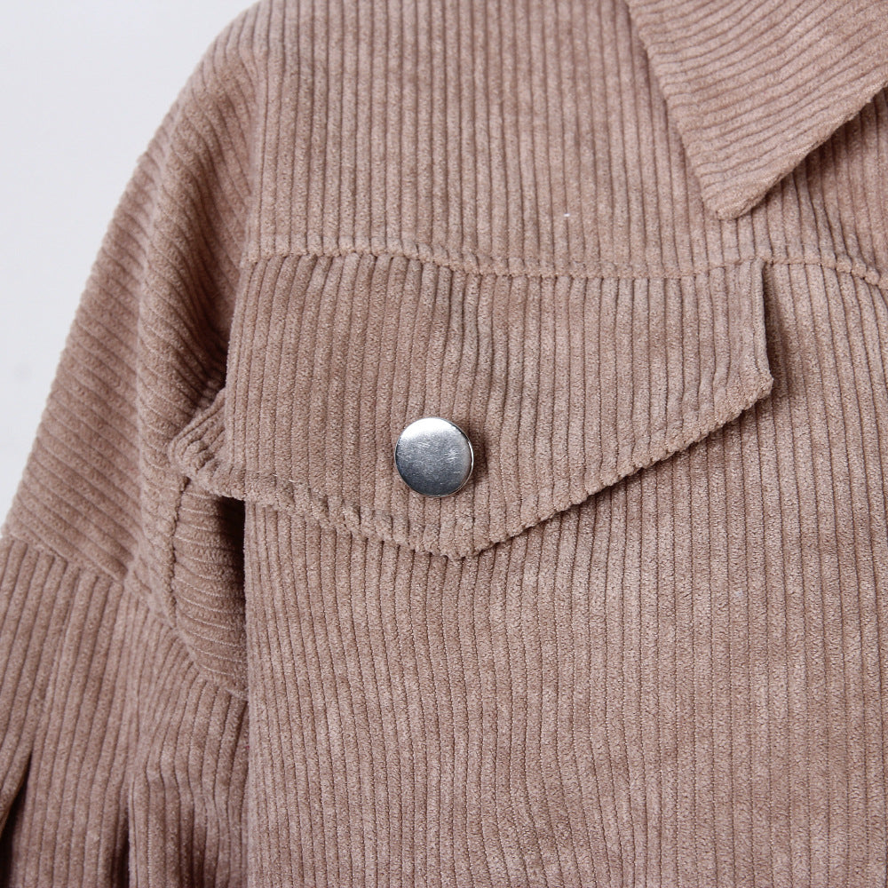 Women's Cropped Corduroy Lantern Sleeve Jacket