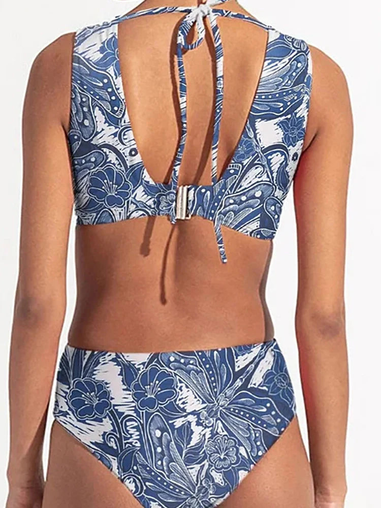 Women's cutout V-neck skirted swimsuit set — alternate angle