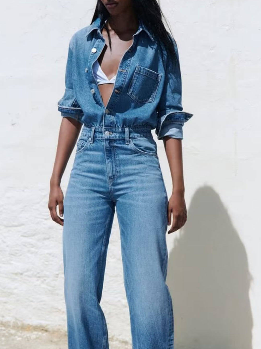 Women's Denim Jumpsuit — alternate angle
