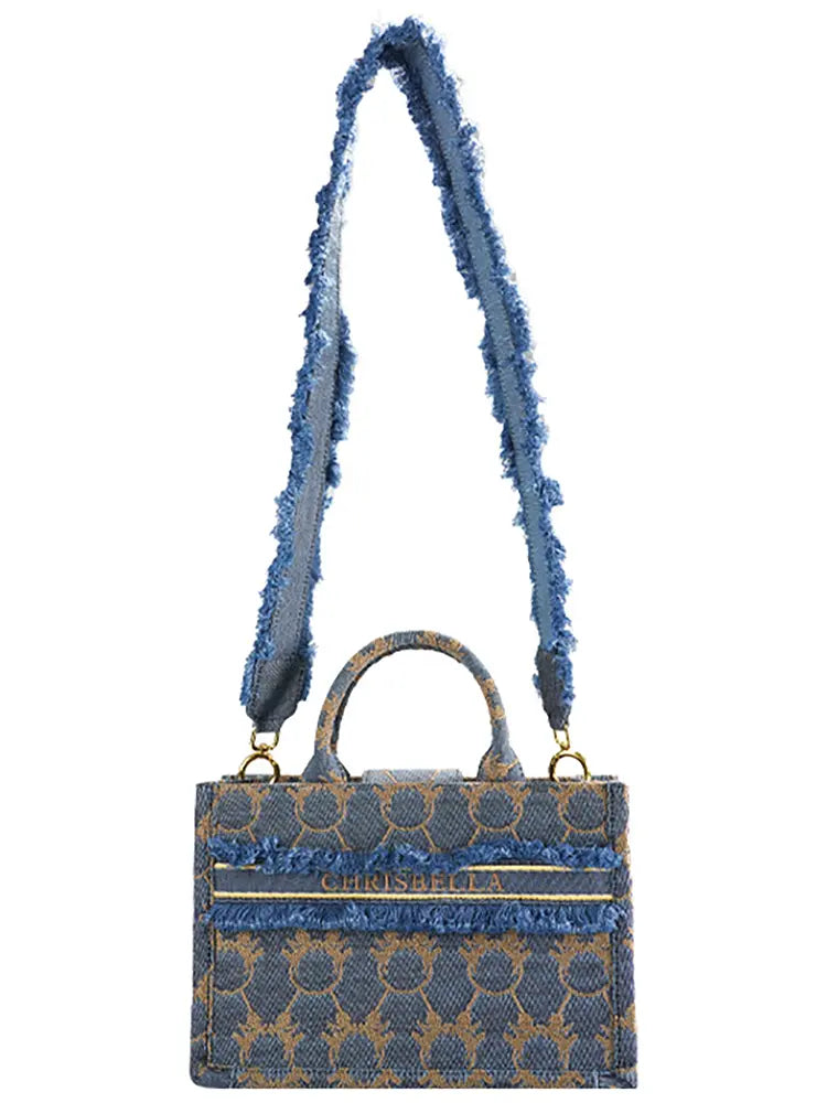 Women's denim tote shoulder bag