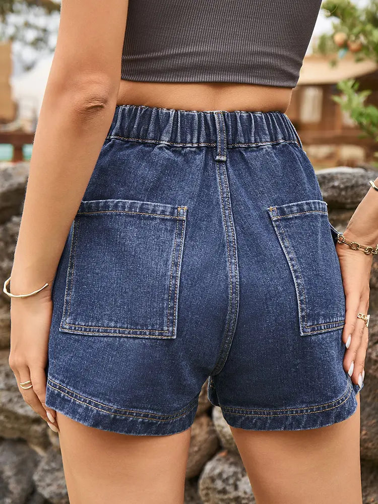 Women's Distressed Denim Cargo Shorts — alternate angle