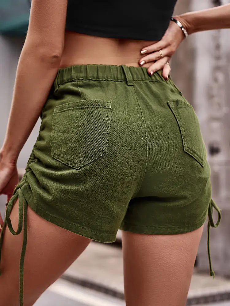 Women's Drawstring Waist Cargo Shorts — fabric detail