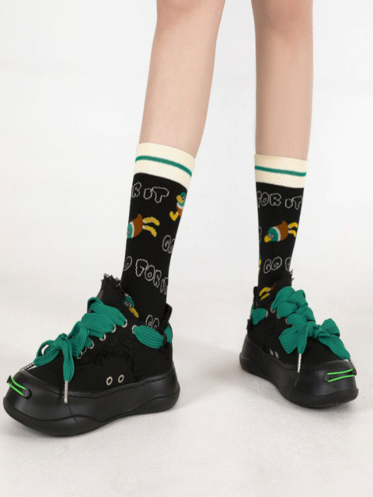 Women's duck print cotton ankle socks — detail