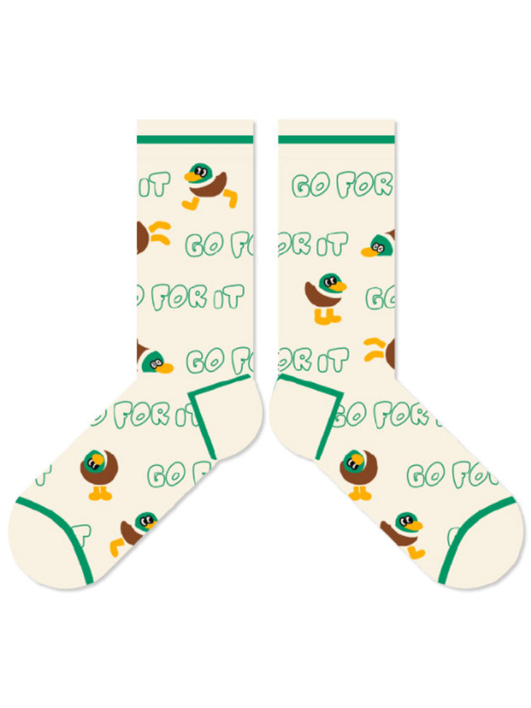 Women's duck print cotton ankle socks — detail
