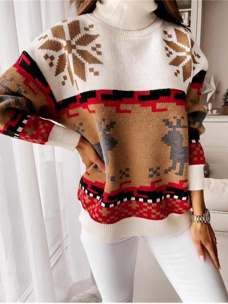 Women's Embroidered Reindeer Knit Jumper — front view