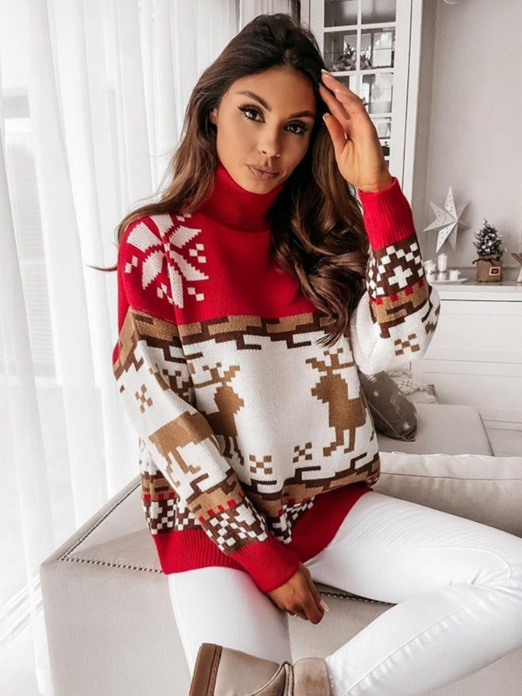 Women's Embroidered Reindeer Knit Jumper — alternate colour