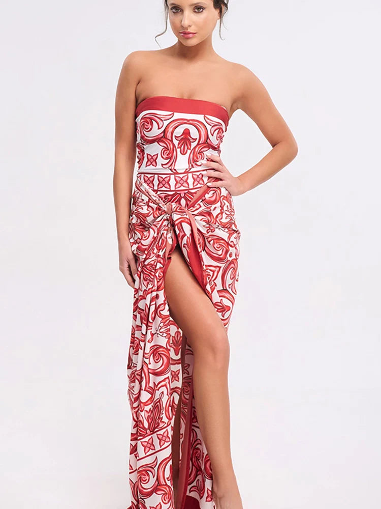 Women's ethnic print one-piece swimsuit