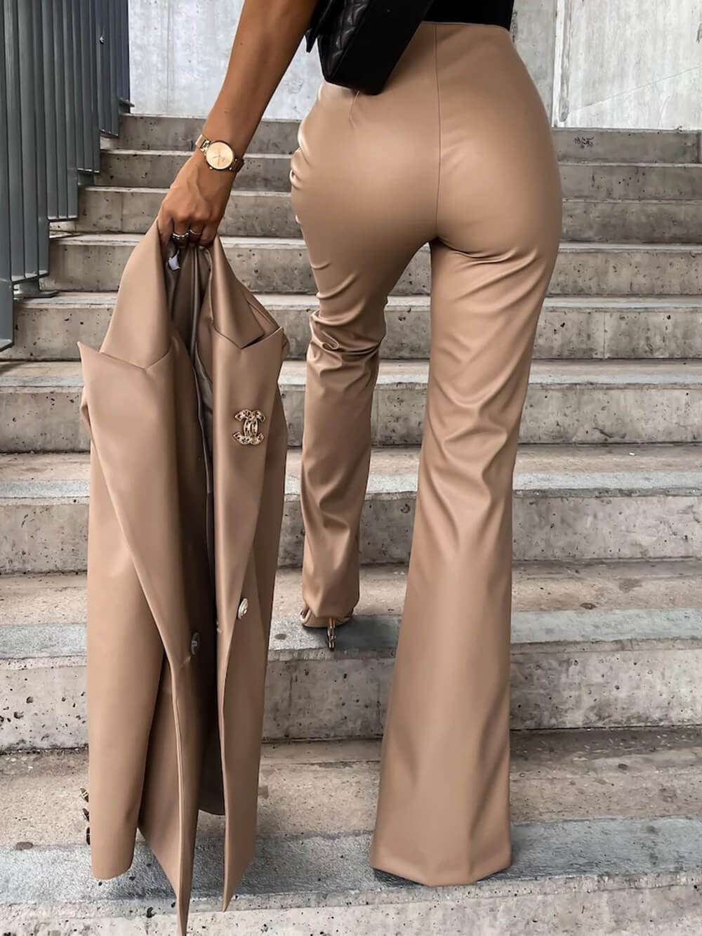 Women's Faux Leather Trousers — alternate angle