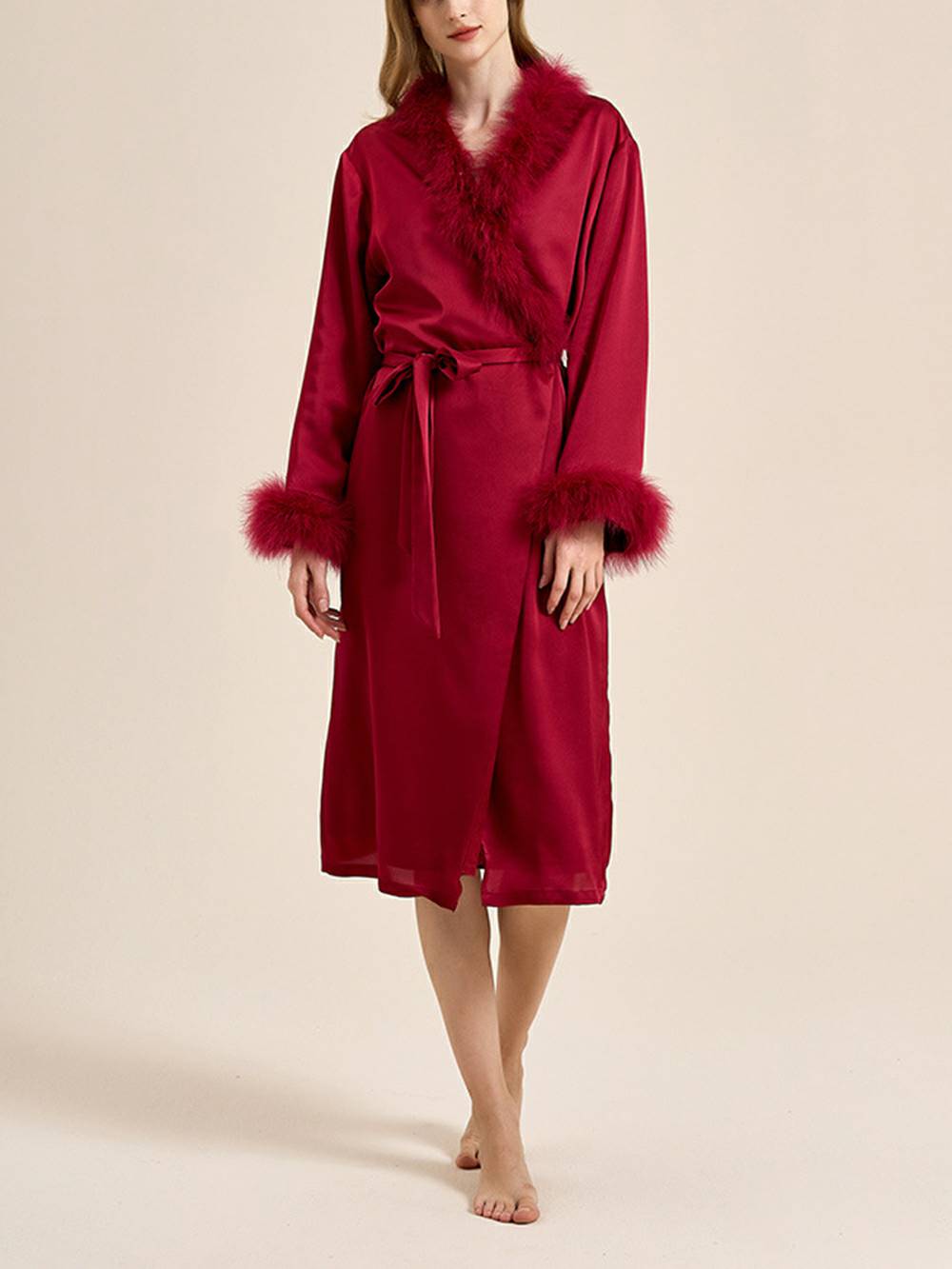 Women's feather cuff pyjama set — alternate colourway detail