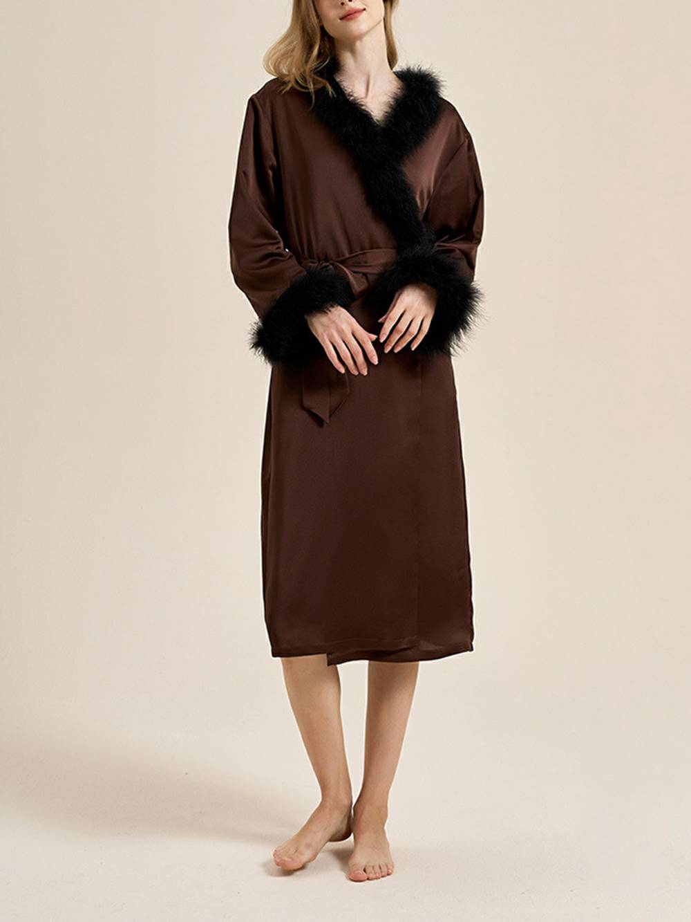 Women's feather cuff pyjama set — alternate colourway detail