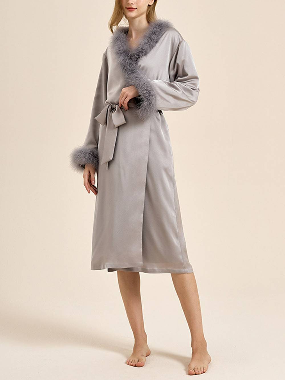 Women's feather cuff pyjama set — alternate colourway side view