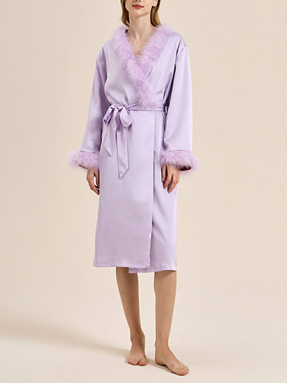 Women's feather cuff pyjama set — front view