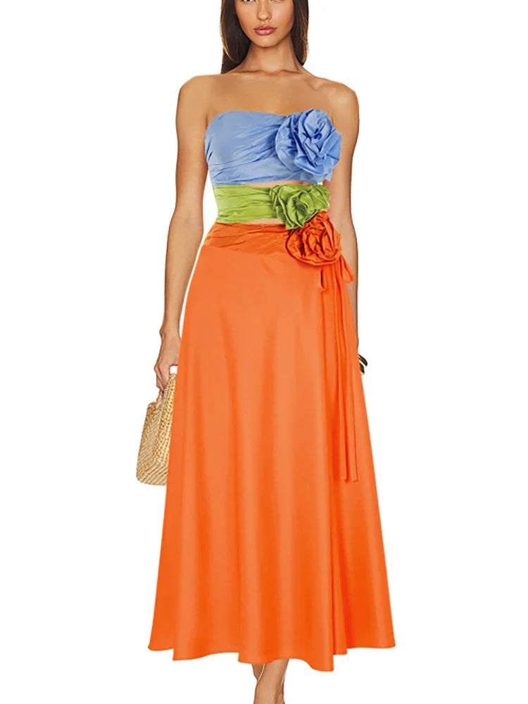 Women's floral cutout colourblock swimsuit set — alternate angle