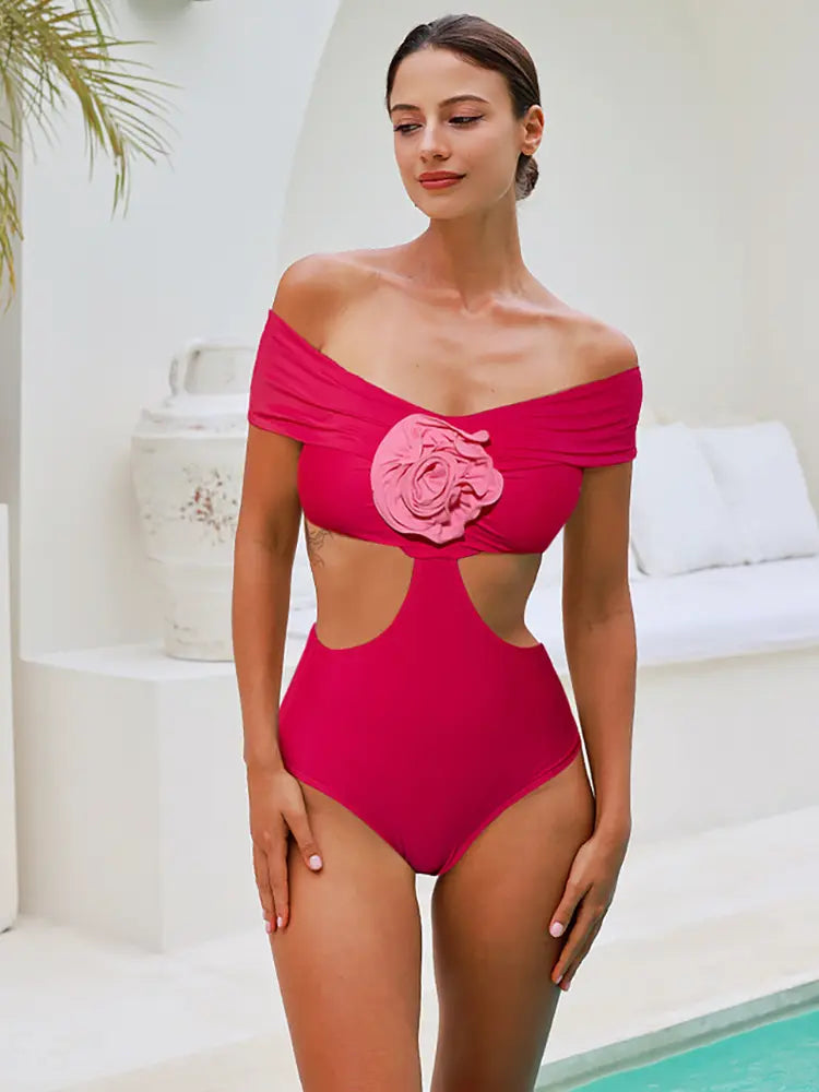 Women's floral cutout one-piece swimsuit