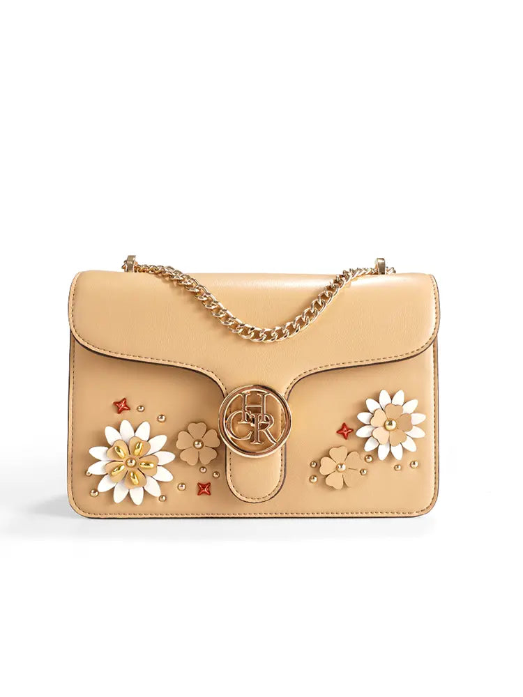 Women's floral embroidered chain bag