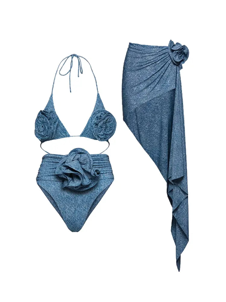 Women's floral halter bikini set — detail