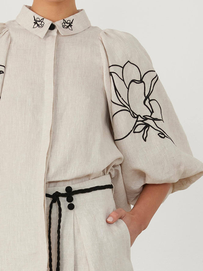 Women's Floral Linen Co-ord Set — front view