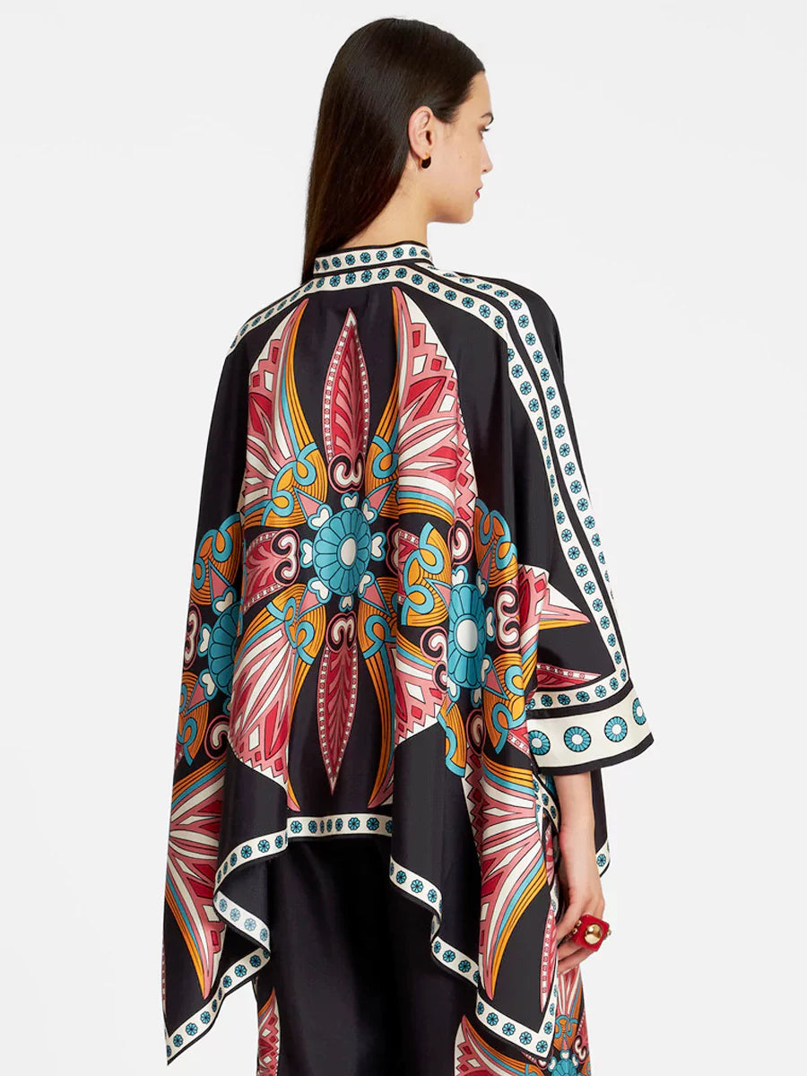 Women's Floral Print Batwing Sleeve Blouse — alternate angle
