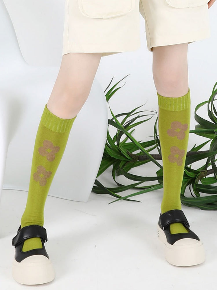 Women's charming flower print cotton socks