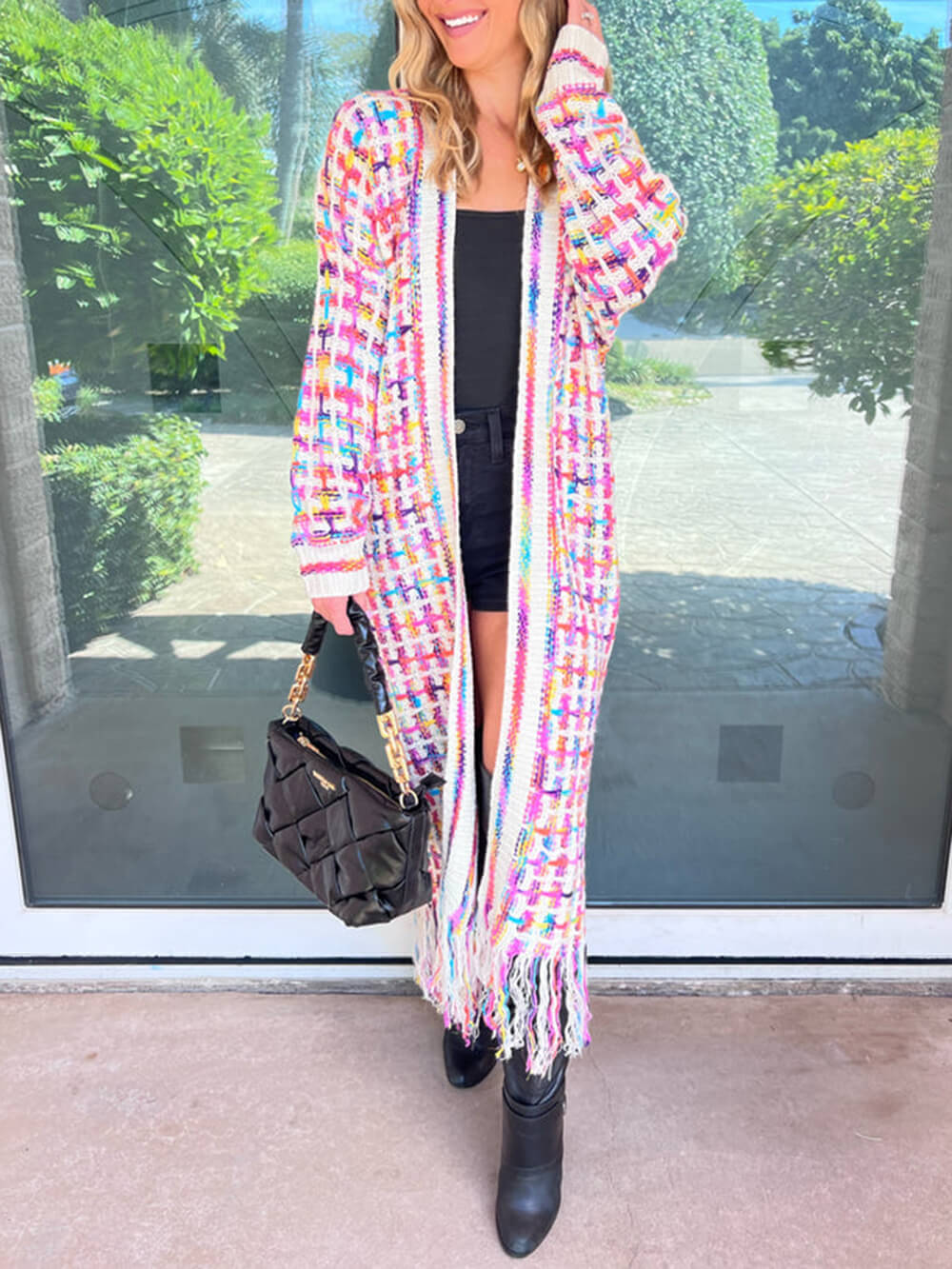 Women's longline cardigan — detail view