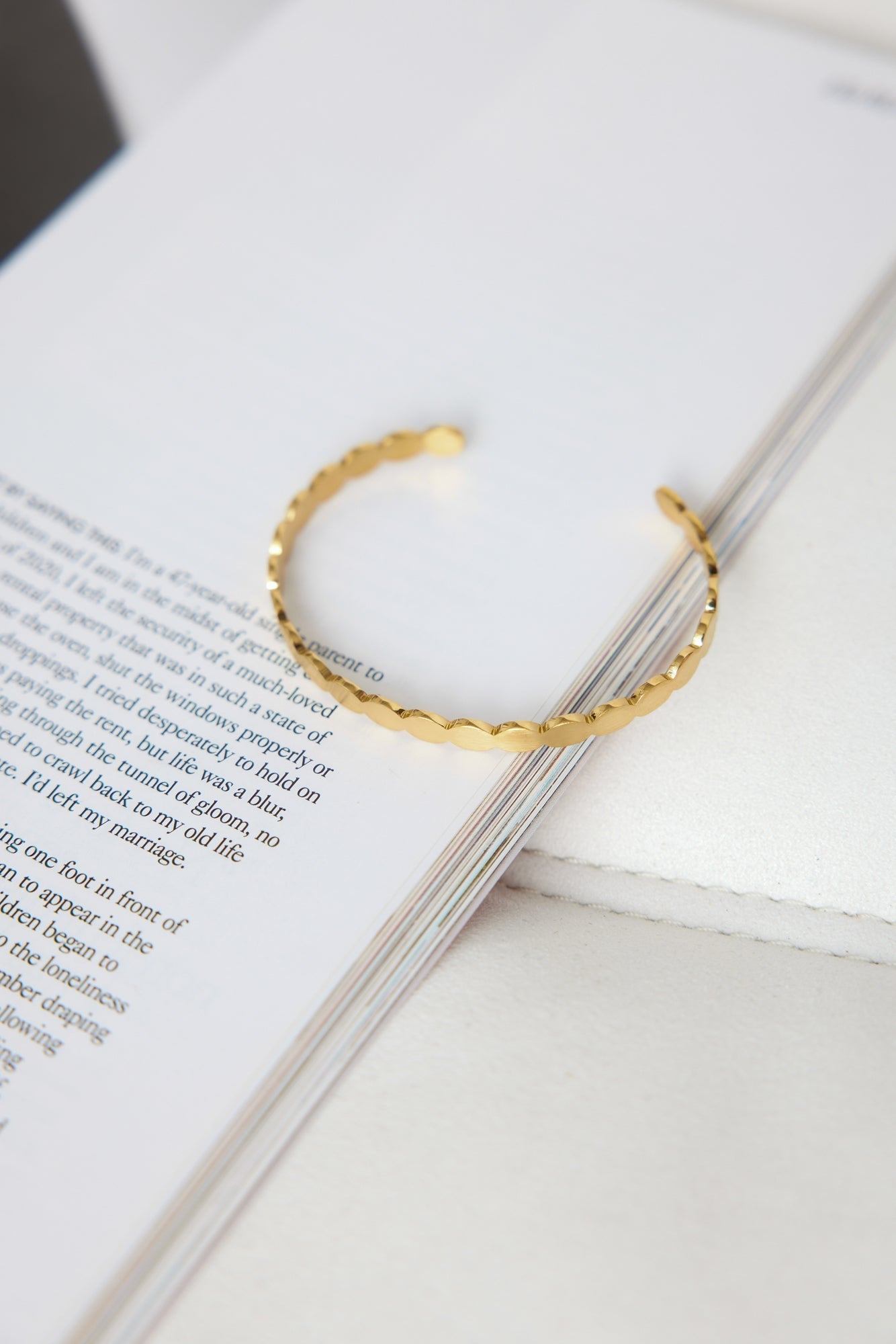Women's Gold Bangle Bracelet — detail view