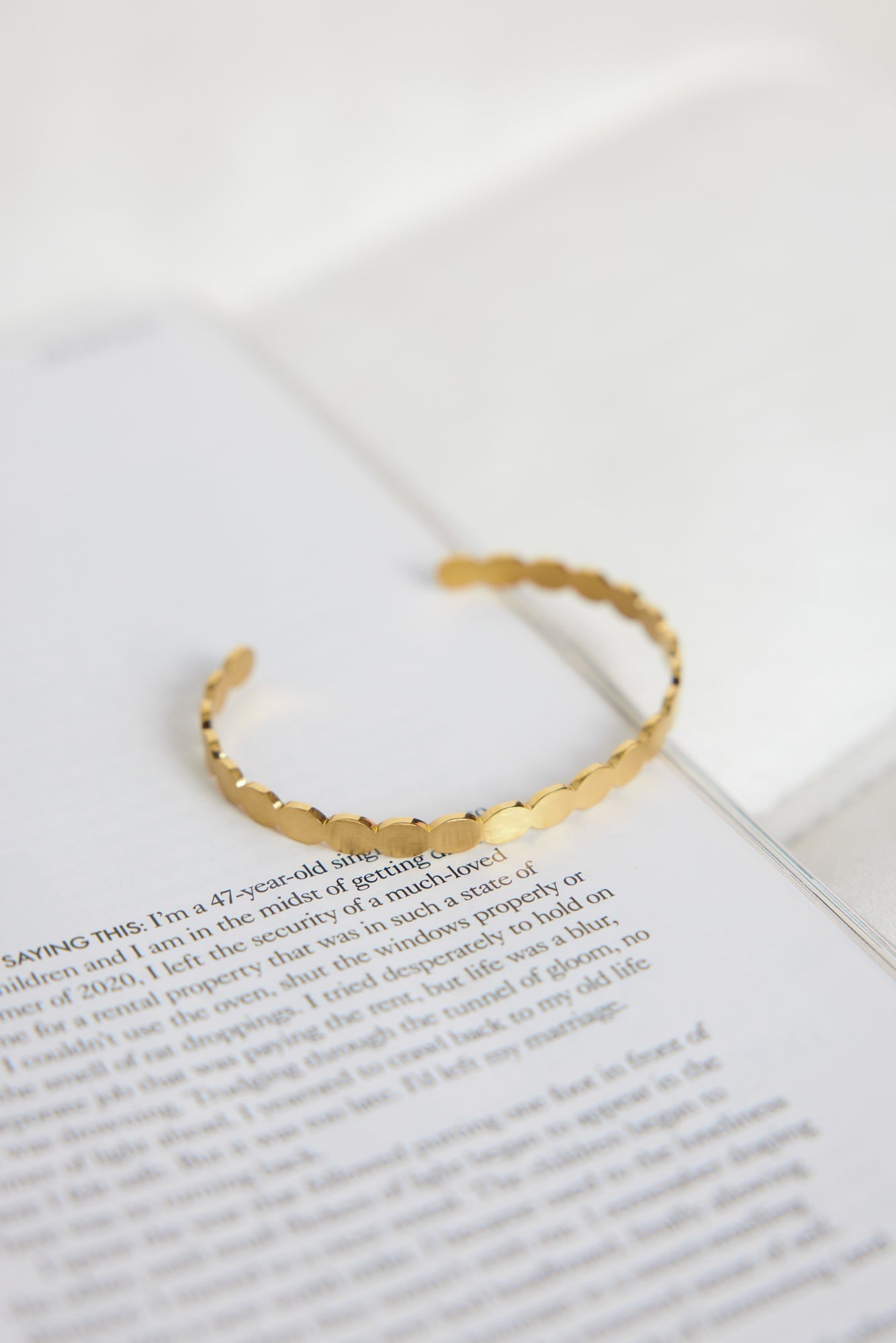 Women's Gold Bangle Bracelet — detail view