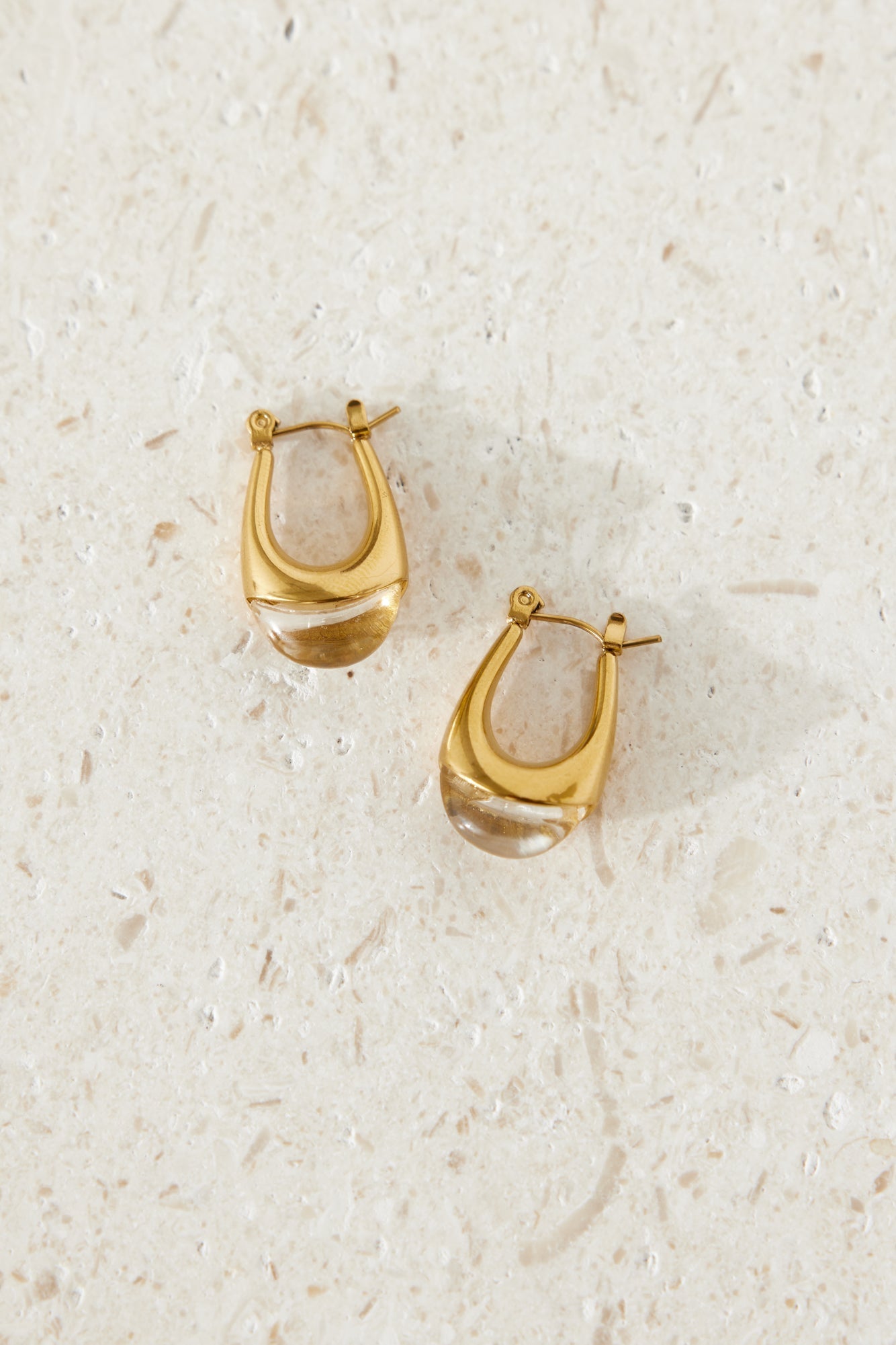 Women's gold clear hoop earrings