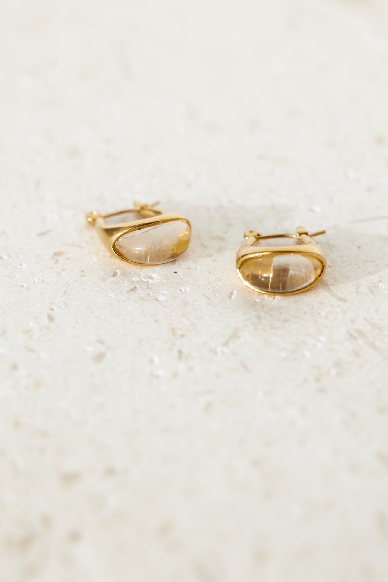 Women's gold clear hoop earrings — alternate angle