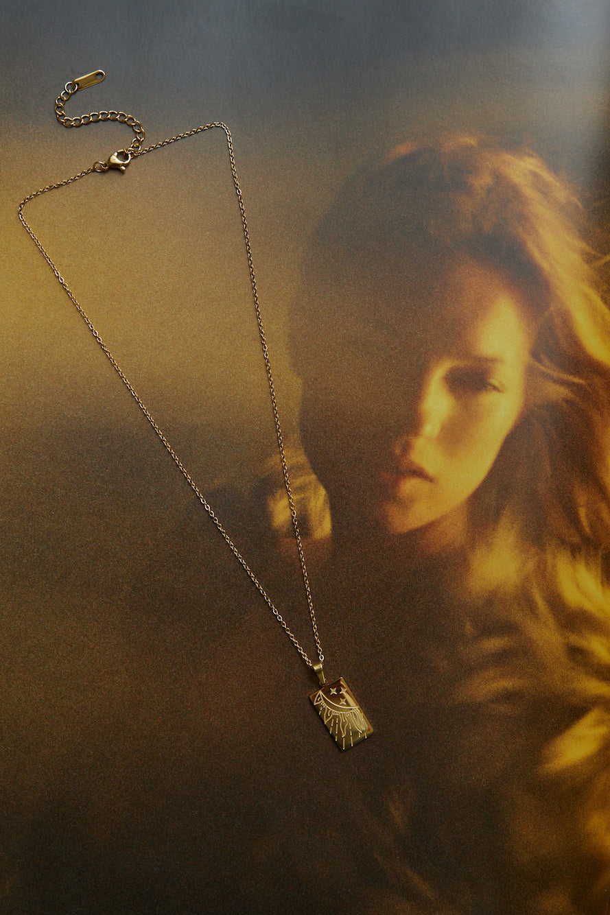 Women's gold delicate drop necklace — alternate angle