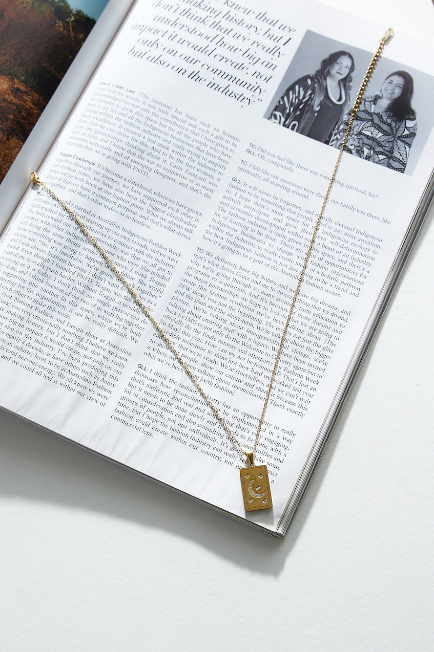 Women's gold diamante pendant necklace — alternate angle