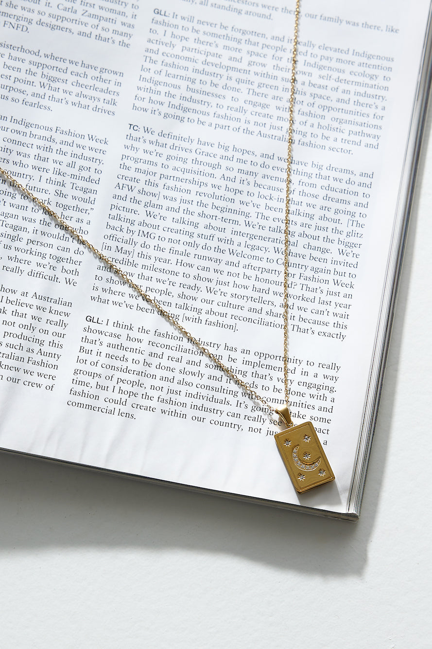 Women's gold diamante pendant necklace — alternate angle
