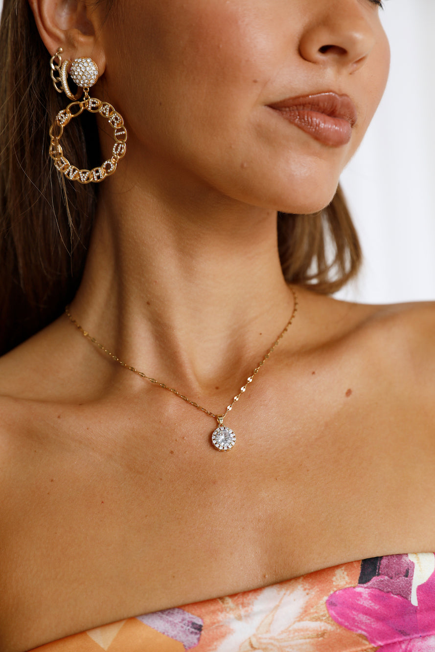 Women's gold diamante twist chain necklace