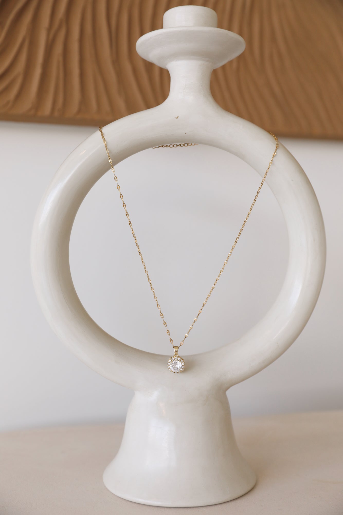 Women's gold diamante twist chain necklace