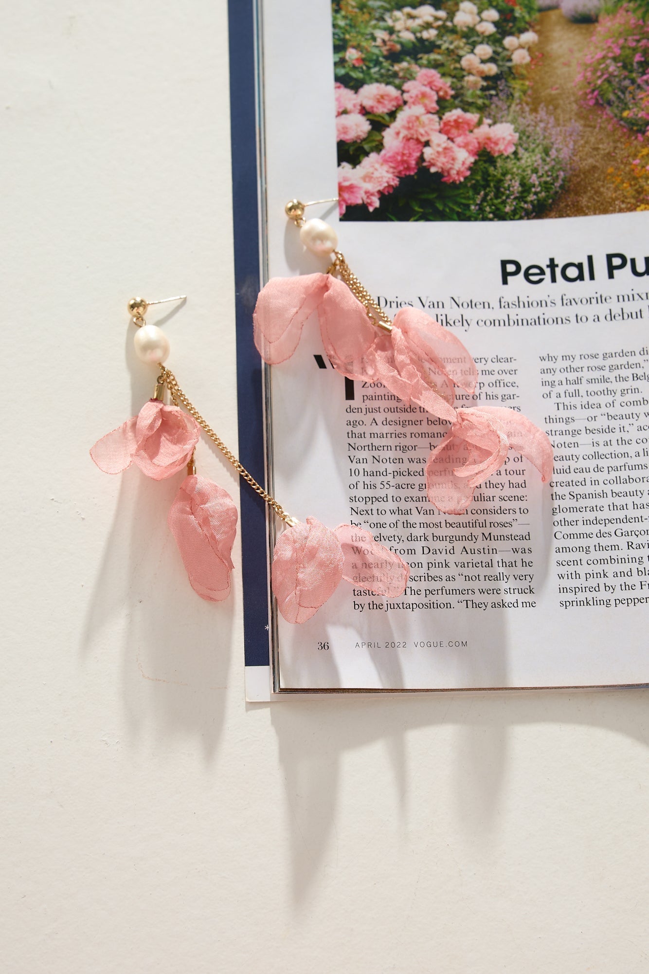 Women's Gold Drop Pearl Earrings — detail view