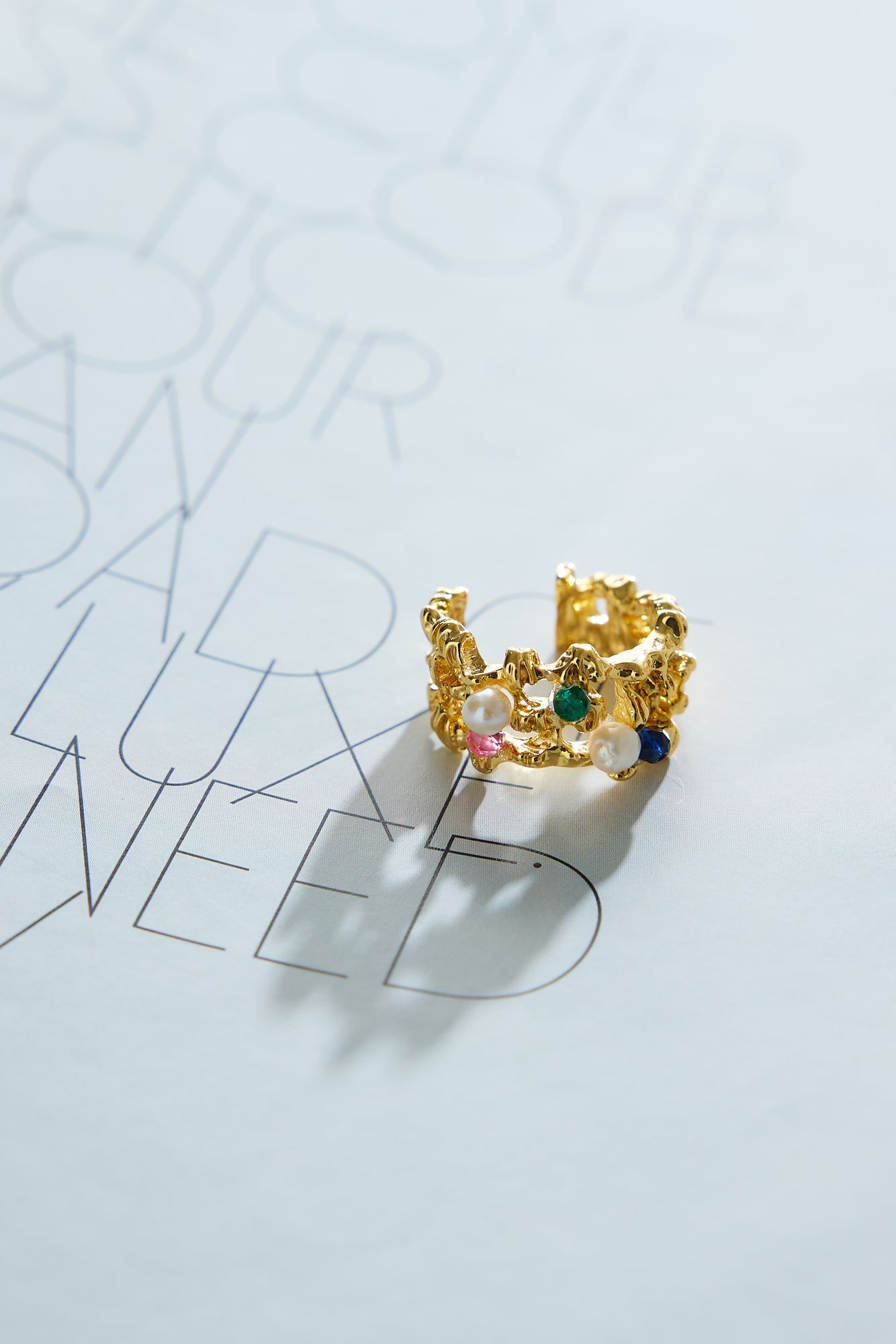 Women's gold multicolour beaded ring