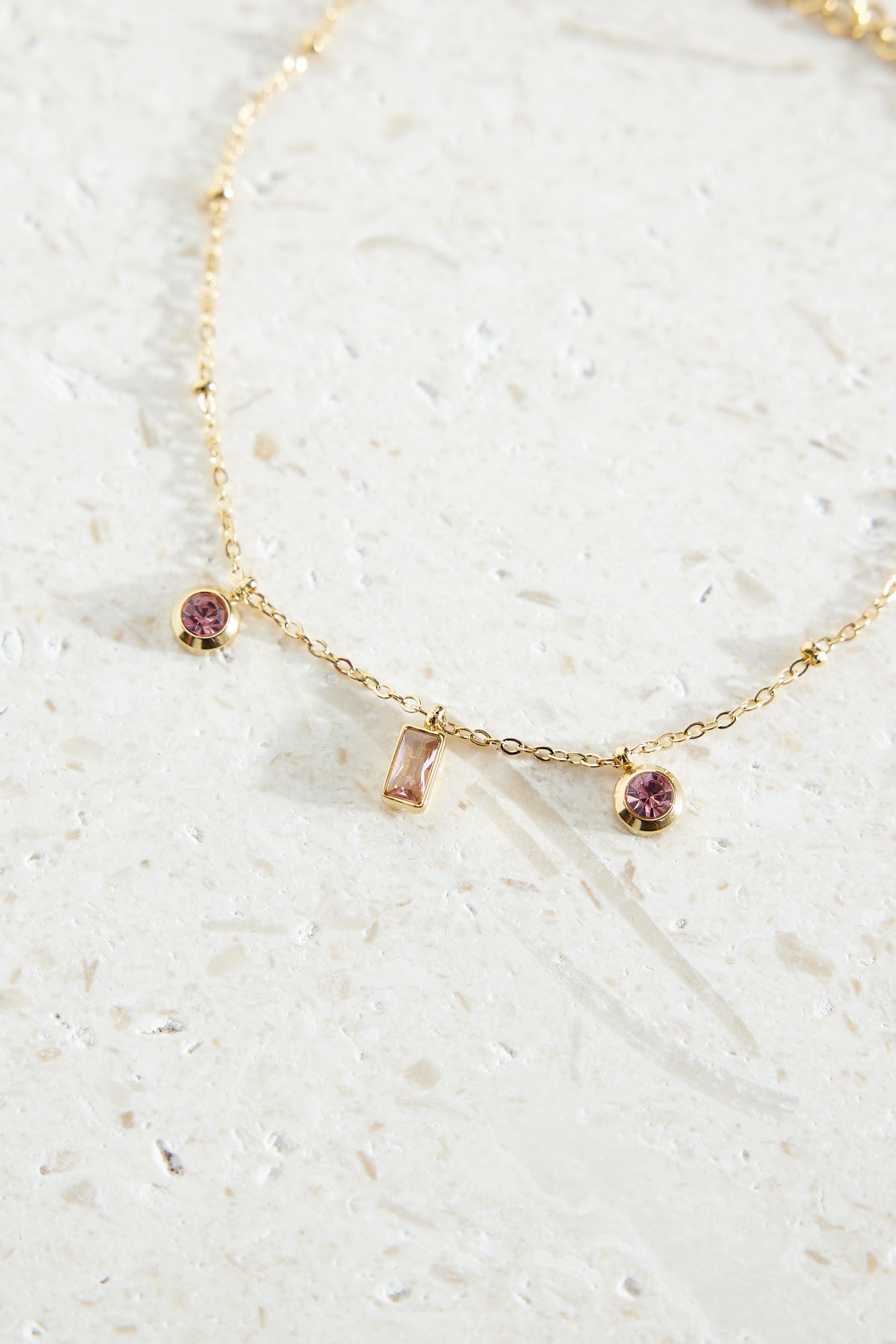 Women's gold pink diamante bracelet — alternate angle