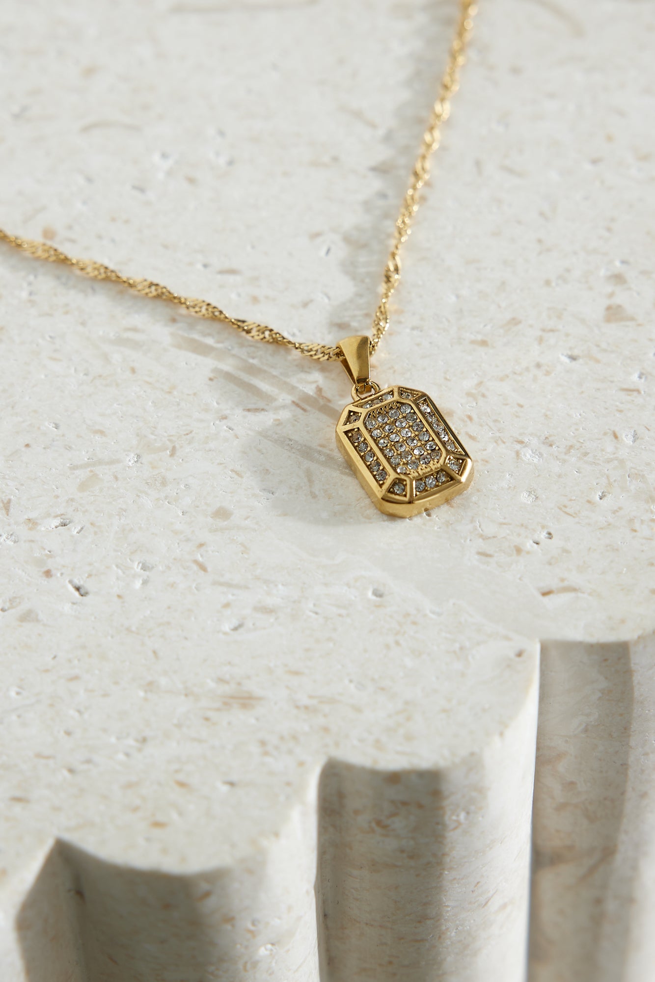 Women's gold diamante necklace — alternate angle