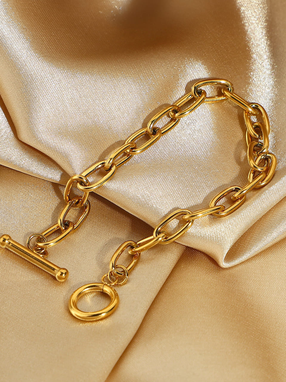 Women's Gold Rectangular T-Bar Bracelet — alternate angle