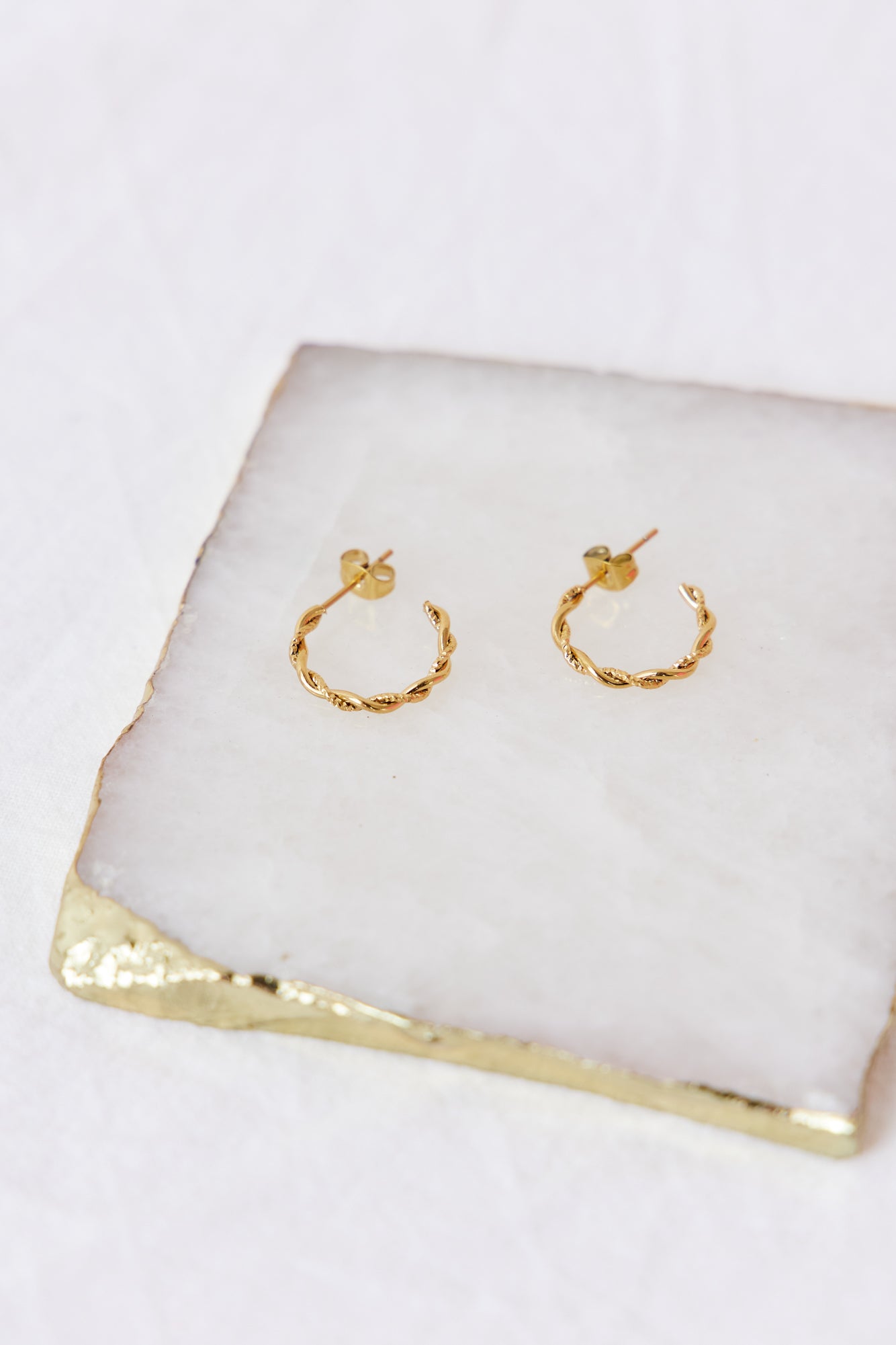 Women's Gold Twist Hoop Earrings — alternate angle
