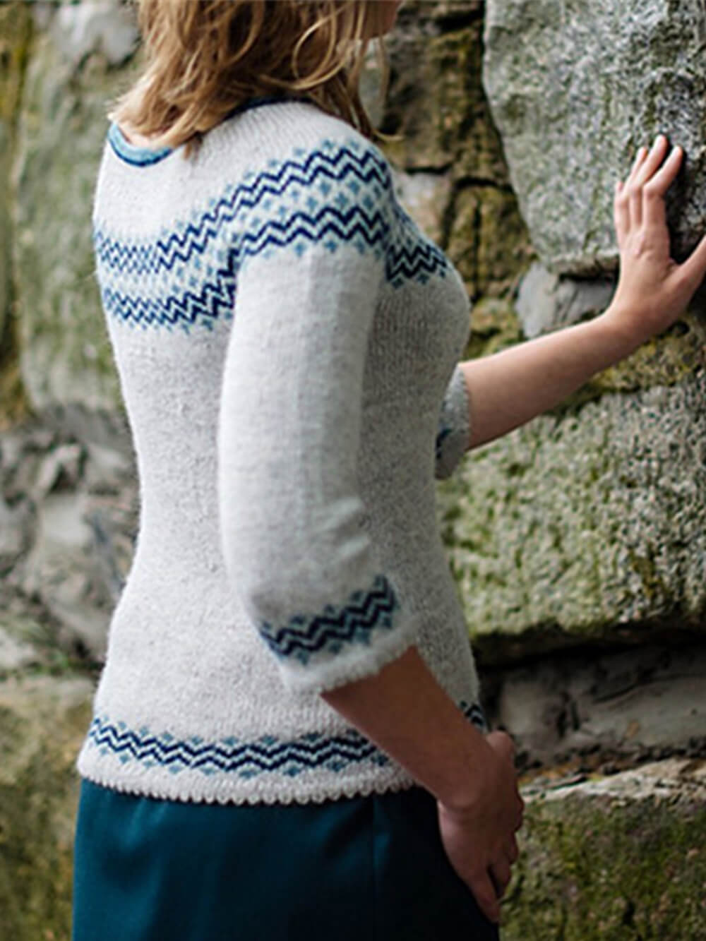 Women's grey crew neck knit sweater