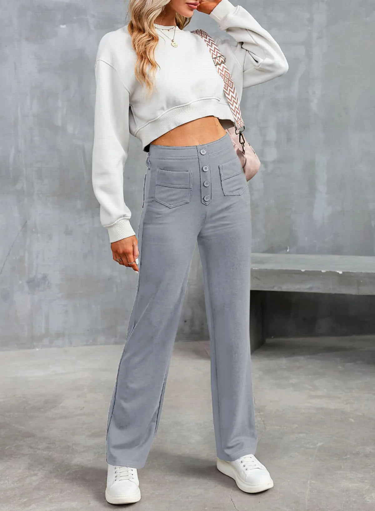 Women's high-waist stretch trousers