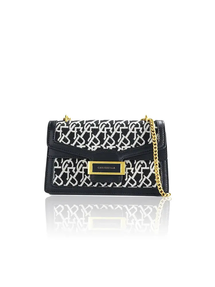 Women's jacquard stitch chain crossbody bag