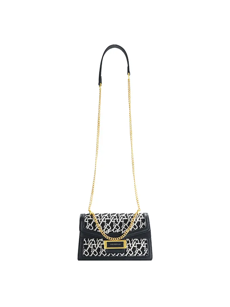 Women's jacquard stitch chain crossbody bag — alternate angle