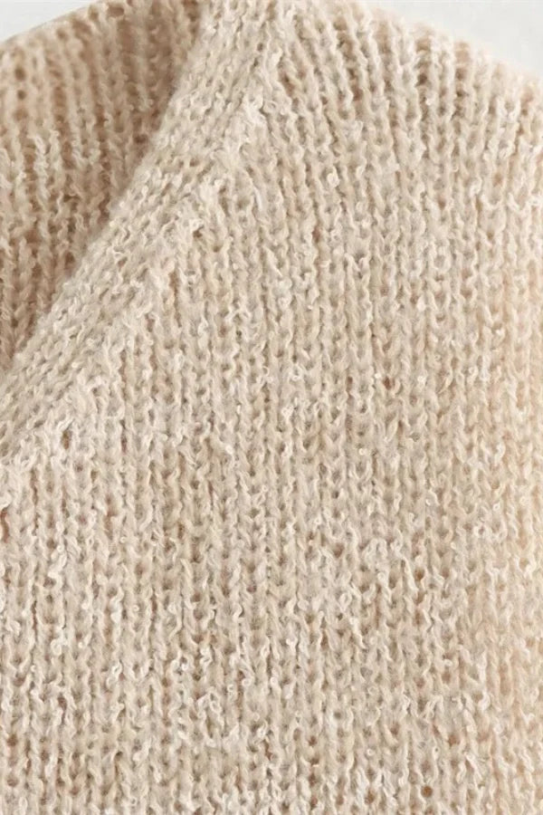 Women's khaki single-breasted knitted vest