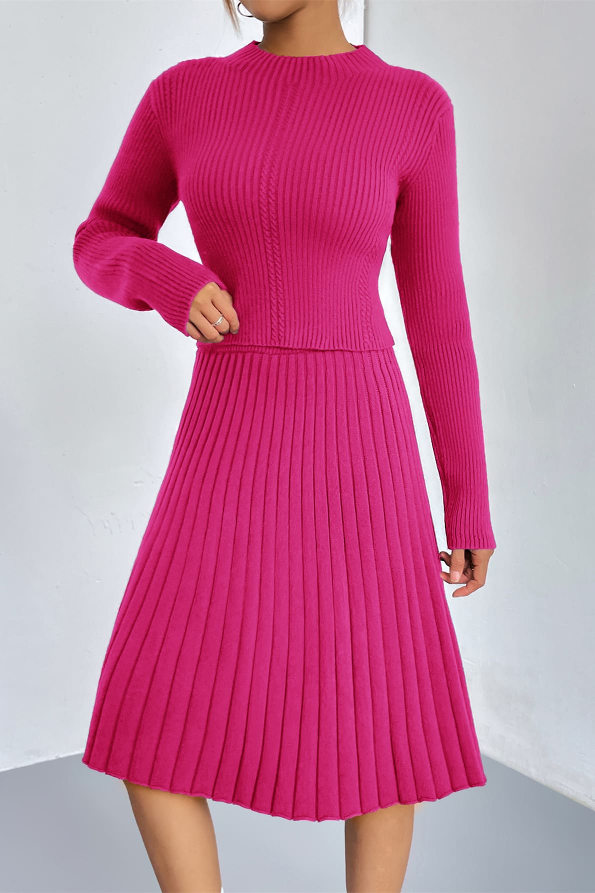 Women's A-line knit sweater skirt set